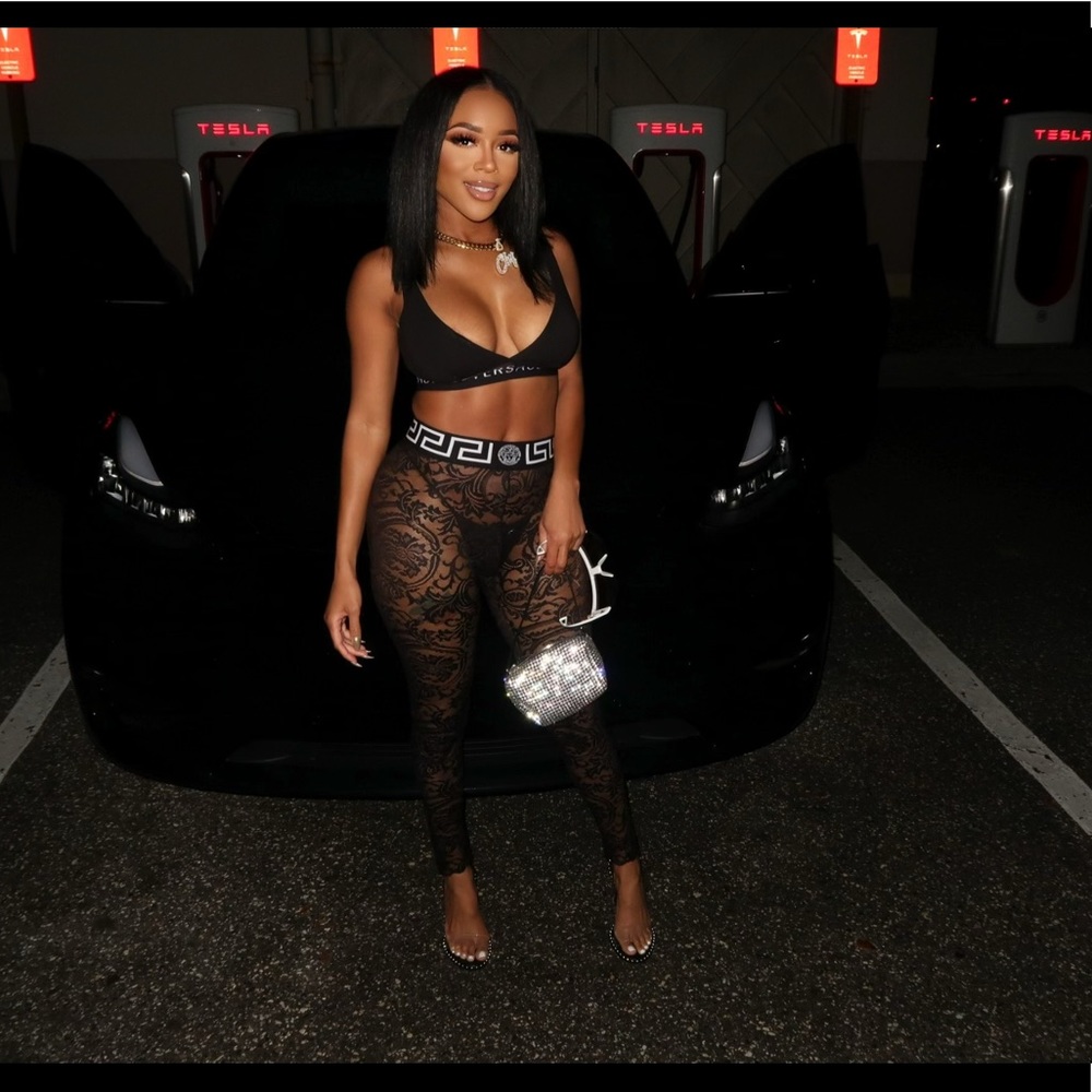 Versace unde_Black lace Medusa leggings